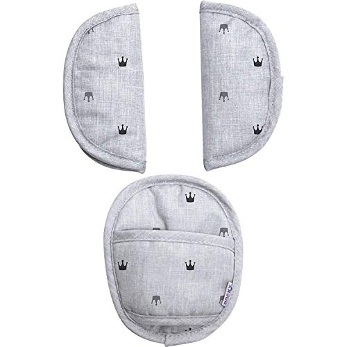 Dooky Universal Pads Light Grey Crowns Protectores de cinturón de seguridad para portabebés y silla de coche, Verde claro