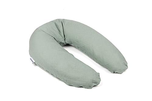 Doomoo Basics Comfy Big Tetra - Cojín de Embarazo Multiusos para Dormir, Lactancia o Relajarse, Relleno de microbolas con Funda Lavable, Color Verde