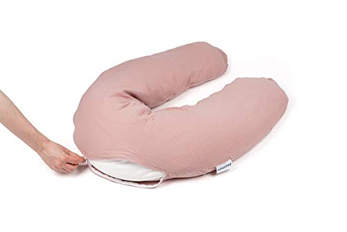 Doomoo Basics Comfy Big Tetra Pink - Cojín multiusos para embarazada (relleno de microbolas con funda lavable)