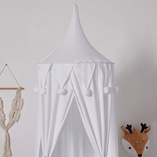 Dosel de cama para niños, red para cama de bebé, cúpula redonda para niños, interior y exterior, castillo, tienda de campaña colgante para decoración de Navidad (castillo de princesa), color blanco