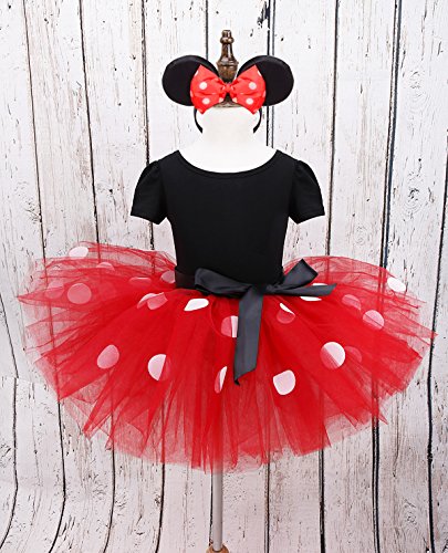 dPois Vestido de Princesa Diadema Niña Bebé Fiesta Bautizo Tutú Ballet Danza Falda Lunares Bragas Disfraces Fantasía Carnaval Cumpleaños Infantil (6 Meses - 14 Años) Rojo 2 pc 4 años