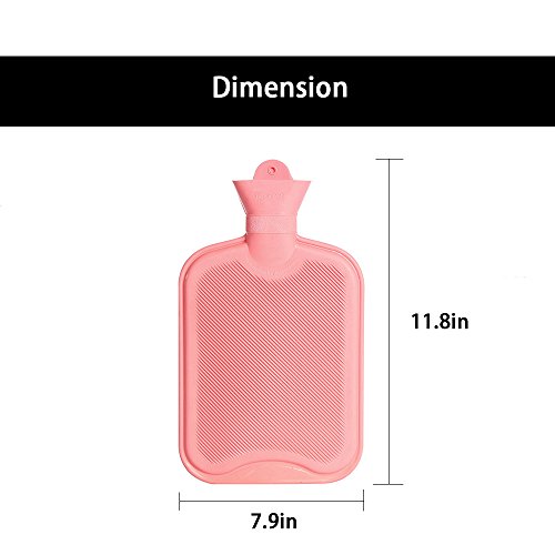 Drizzle Botella de agua caliente Botella de goma clásica premium opaca para aliviar el dolor Bolsa de agua caliente para noches acogedoras Alivio del dolor de espalda, cuello y hombros 2L (PINK)