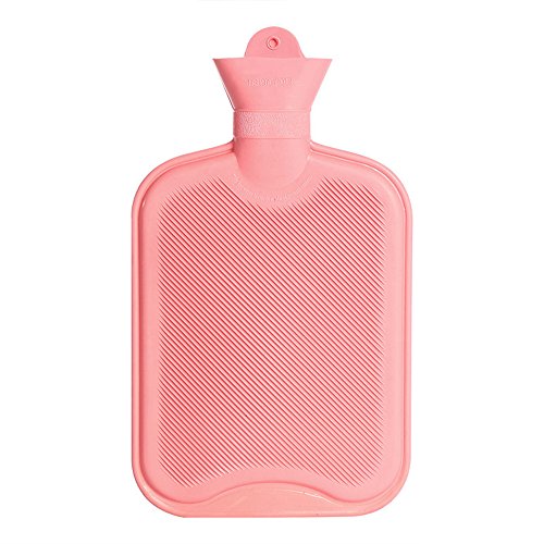 Drizzle Botella de agua caliente Botella de goma clásica premium opaca para aliviar el dolor Bolsa de agua caliente para noches acogedoras Alivio del dolor de espalda, cuello y hombros 2L (PINK)