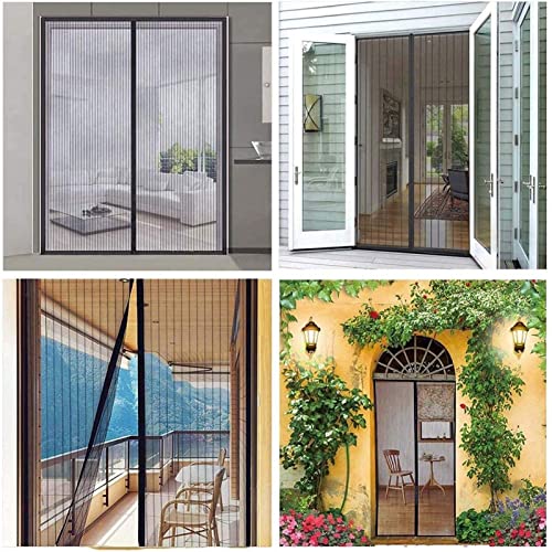 DteDty Cortina Mosquitera Magnética para Puertas, 125x180cm Puerta de Malla Magnética,Cortinas para Puertas Exteriores, Fácil de Instalar y Lejos de Los Mosquitos Gris