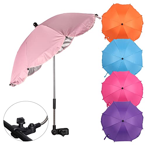 Ducomi BabySun - Sombrilla para cochecito de bebé, universal, plegable, con soporte, fácil montaje, 77 cm, color morado