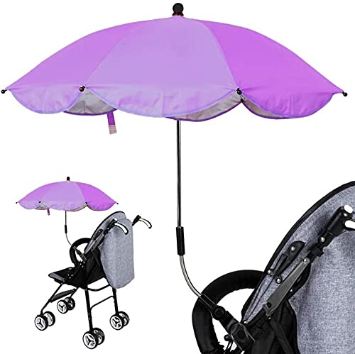 Ducomi BabySun - Sombrilla para cochecito de bebé, universal, plegable, con soporte, fácil montaje, 77 cm, color morado