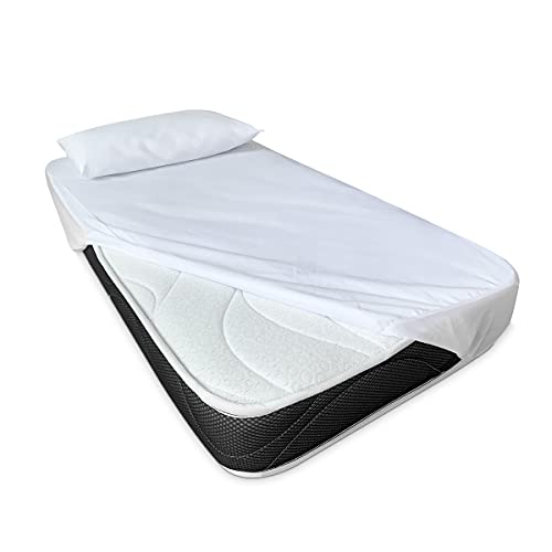 Duérmete Online Pack Colchón Viscoelástico de 60 x 120 cm + Bajera Protectora Tencel + Almohada Cuna Tacto Suave, Black, 60 x 120