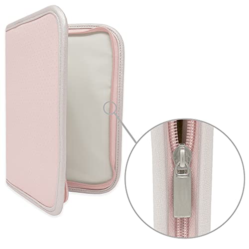 Duffi Baby Funda Portadocumentos de bebe recien nacido polipiel con cierre de cremallera. Porta Libro de Nacimiento con bolsillos. Carpeta portadocumentos tamaño estandar. Modelo Círculos. Color Rosa