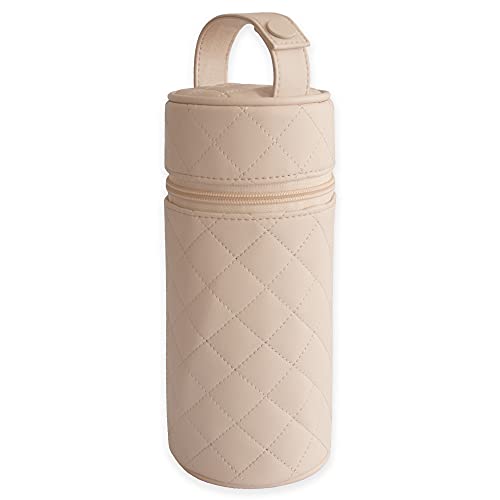 Duffi baby Termo porta biberon polipiel bebe. Bolsa termica portabiberon caliente y frio. Funda isotermica para biberones o termo portatil. Cremallera y asa. Coleccion Lux Beige 0558-05