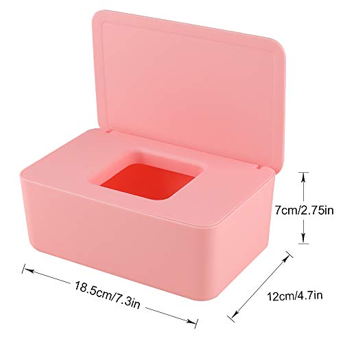 EKKONG Caja para toallitas húmedas,Caja De Servilletas, ispensador de toallitas de pañal Caja,Dispensador de Toallitas Húmedas y Secas, Caja Portátil De Viaje con Cubierta a Prueba de Polvo (Rosado)