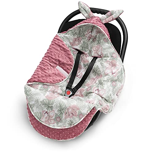 EliMeli Manta para silla de bebé – Manta de invierno para asiento de coche, cochecitos y cochecitos con relleno, saco universal para pies por ejemplo Maxi Cosi, manta para cochecito (rosa – flores)