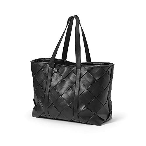 Elodie Details Bolso para Pañales Braided Leather, en Cuero Vegano - Cambiador incluido - Black, Negro