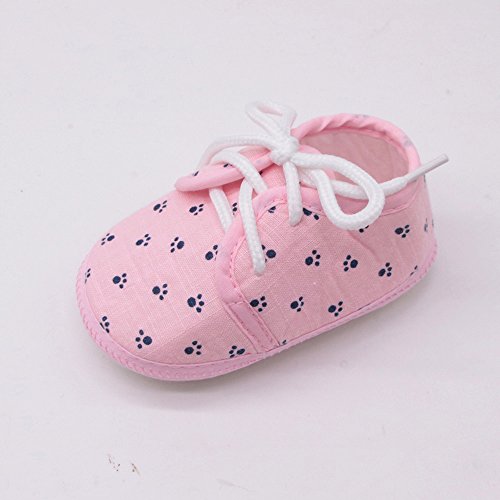 EMAlusher Zapatos antideslizantes para niña con diseño de huellas de pies para bebé, color rosa, 12 unidades