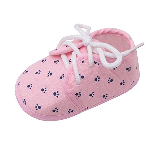 EMAlusher Zapatos antideslizantes para niña con diseño de huellas de pies para bebé, color rosa, 12 unidades