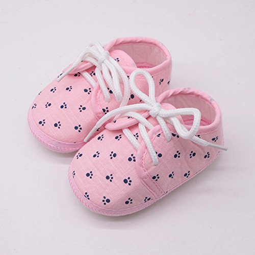 EMAlusher Zapatos antideslizantes para niña con diseño de huellas de pies para bebé, color rosa, 12 unidades