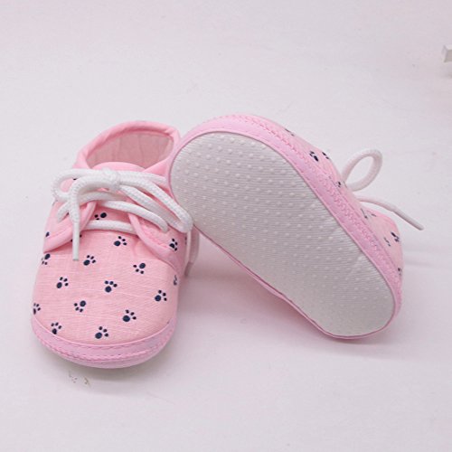 EMAlusher Zapatos antideslizantes para niña con diseño de huellas de pies para bebé, color rosa, 12 unidades