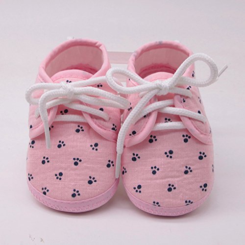 EMAlusher Zapatos antideslizantes para niña con diseño de huellas de pies para bebé, color rosa, 12 unidades