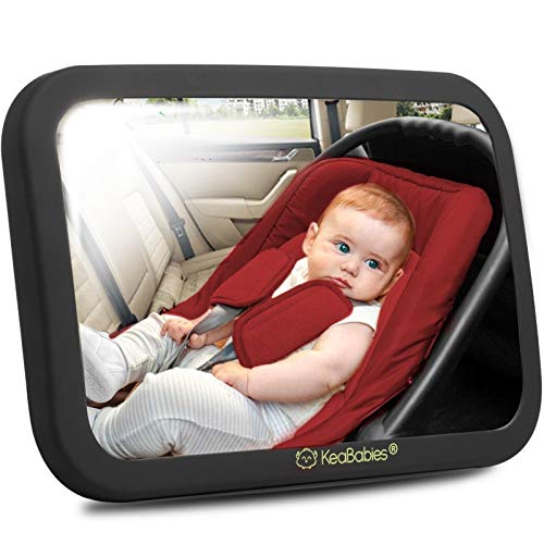 Espejo De Coche De Bebé - 180 Vista Amplia Asiento De Coche Espejo - Inastillable Seguridad Del Bebé Espejo Retrovisor - Espejo Para Asiento De Coche para Orientado hacia atrás infante (Matte Black)