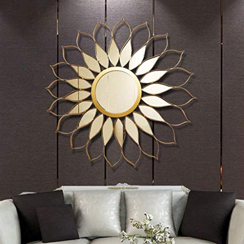 Espejo de pared vinilo decorativo Hierro forjado simples gafas de sol de marco de metal de la pared de colgante Espejo con soportes de montaje, decoración moderna de la sala de estar, baño, dormitorio