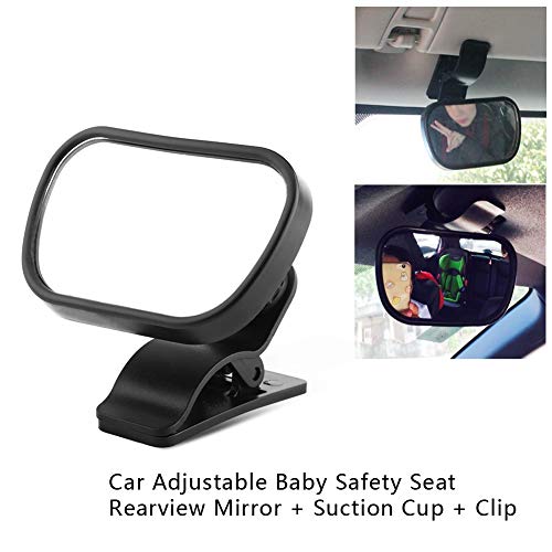 Espejo Retrovisor para Bebé, Espejo Inastillable para Bebé, Ligero, Negro para Accesorio de Coche