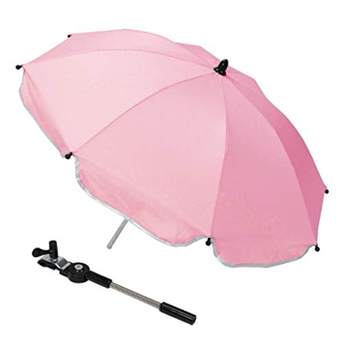 F Fityle Universal Paraguas para Carrito, Sombrilla para Cochecito de bebé, UV 50 + Protección Solar - Rosado