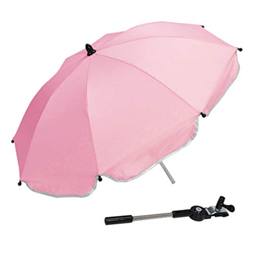 F Fityle Universal Paraguas para Carrito, Sombrilla para Cochecito de bebé, UV 50 + Protección Solar - Rosado