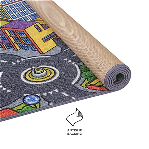 Fabriq Alfombra Antideslizante de Circuito, Alfombra Infantil para Dormitorio, Habitación Infantil y Sala de Juegos, Niño y Niña, Alfombra Lavable a 30°C, 140x200cm, Smart City