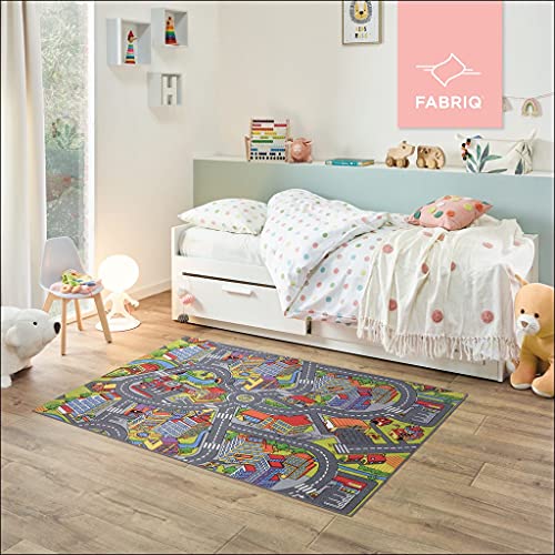 Fabriq Alfombra Antideslizante de Circuito, Alfombra Infantil para Dormitorio, Habitación Infantil y Sala de Juegos, Niño y Niña, Alfombra Lavable a 30°C, 140x200cm, Smart City