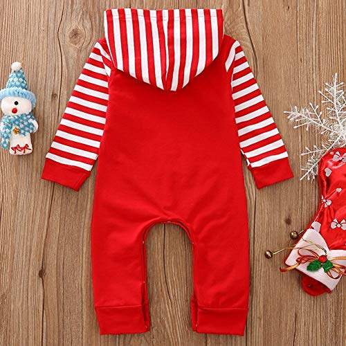 FANCYINN Mameluco de una Pieza de Navidad para bebé niño niña Navidad bebé Mono de Manga Larga con Capucha Pijamas de Navidad en General Santa Claus 9-12 Meses