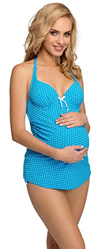 Feba Maternidad Premamá Tankini Bañadores Trajes de Baño Conjunto Camisetas Tops y Bragas Ropa de Playa Verano Mujer 2L13N2 (Azul (52DK), EU Cup 70D/Bottom 36 (ES 85D/38))