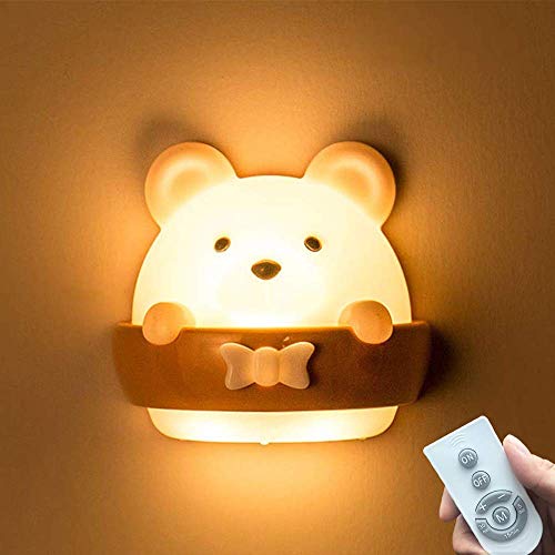 Feliciay Luz de noche para niños, lámpara de noche para niños, lámpara de noche para niños, lámpara de noche de carga USB portátil con control remoto para dormitorio, dormir, leer y relajarse