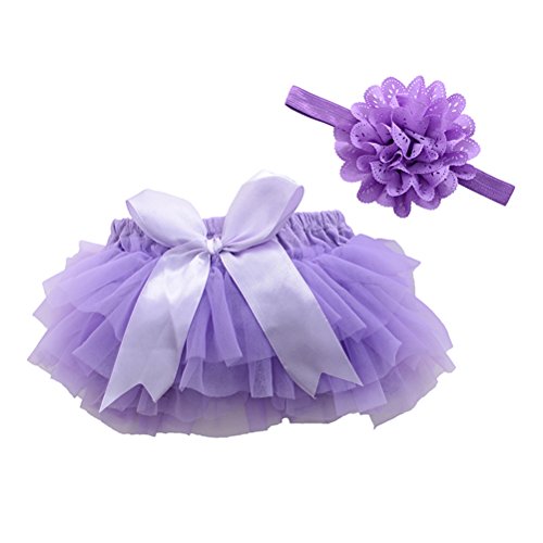 FENICAL Falda de tutú y Diadema de Flores Accesorios de fotografía de niñas bebé Vestido de cumpleaños recién Nacido Sombrero Talla S (Violeta)