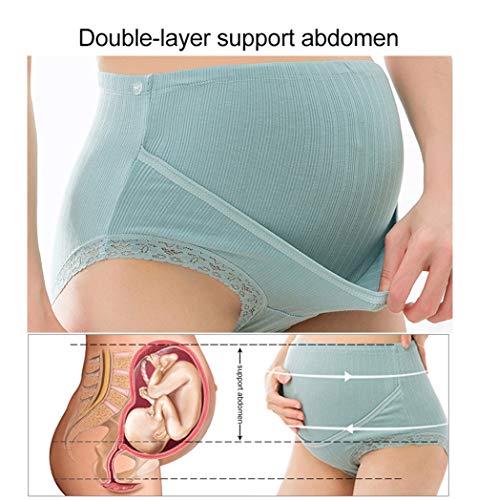 FEOYA Bragas Embarazo Cintura Alta Cuidado para Abdomen Ropa Interior Premama Tamaño Grande Cintura Ajustable Imprimir Bragas