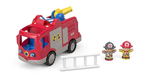 Fisher-Price Little People FPV31 - Coche de Bomberos Interactivo con Sonidos, Frases y Canciones, Incluye 2 Figuras, a Partir de 12 Meses