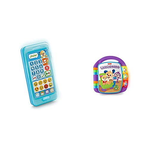 Fisher-Price Teléfono Aprende con Perrito, Juguete Bebé +1 Año (Mattel Fpr17) , Color/Modelo Surtido + Libro Interactivo De Aprendizaje, Juguete Bebé +6 Meses (Mattel Frc69)