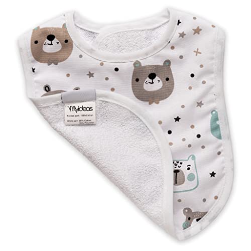 FlyIdeas Baberos Bebe Impermeables, Paquete de 5, Doble Capa Algodón Babero Absorbente para Alimentación de Bebe Multicolor, 0-18 Meses, OEKO-TEX Cert.