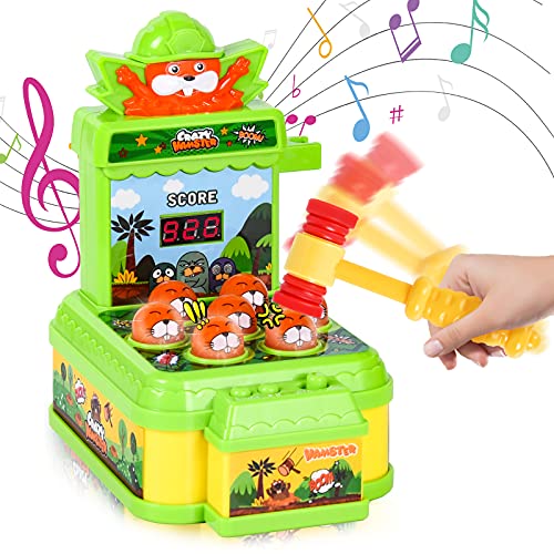 FORMIZON Mini Juego Arcade Juego de Golpear, Clásico Mole Game con Luz Musical y 1 Martillos, Juguete de Martillo Juguetes de Desarrollo, Juguetes de Desarrollo para Niños Niñas