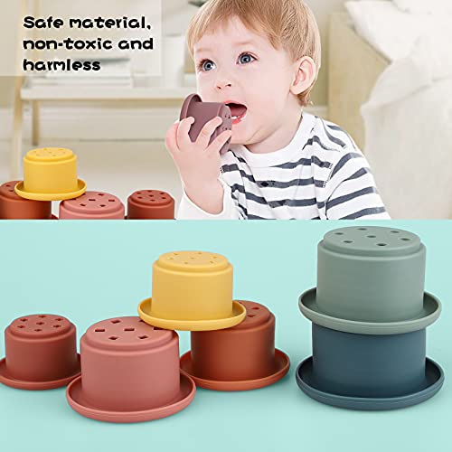 FORMIZON Taza de Juguete para Bebé, 7 Piezas Cubos Apilables, Juguetes Educativos Apilables, Tazas Vasos Juguetes Apilables para Clasificar y Apilar Juegos para Baños y Playas (Type3)