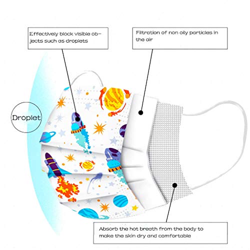 Fossen 50PC Mascarillas Niños, Mascarillas Infantil Dibujos Animados para Actividades Aire Libre Patrón Escuela Fiesta Patrón De Dibujos Animados De Dinosaurios Colores (Estilo 113)