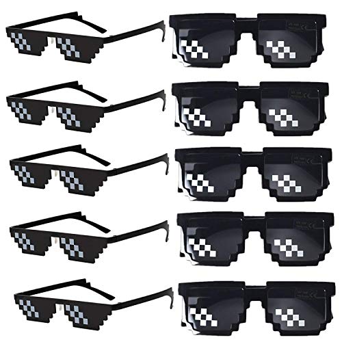 FSMILING Thug Life - Gafas de sol para adultos y niños de 8 bits (10 unidades, unisex, pequeñas), Talla mixta