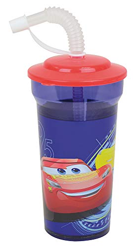 FUN HOUSE 005768 Disney Cars-Vaso con Pajita para niños, plástico