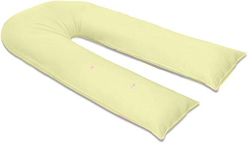 Funda de almohada en forma de U para embarazo, maternidad y lactancia, funda de almohada de cuerpo completo (crema, funda de almohada de 9 pies en U solamente)