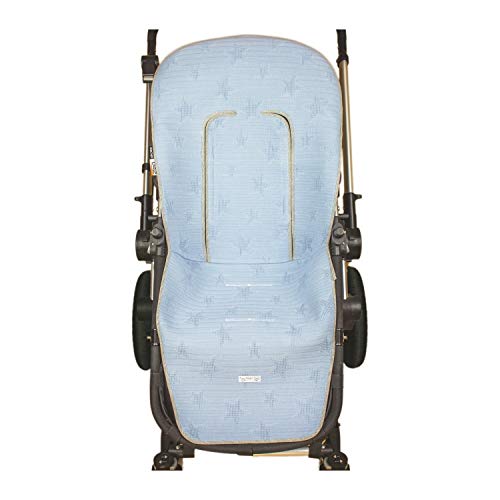 Funda de Verano para Silla Paseo Universal Rosy Fuentes- Colchoneta para Carrito Bebé- Transpirable-Compatible con Bugaboo, Jane, Concord, Baby Jogger, Bebecar…0-azul empolvado