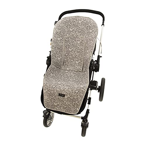 Funda de Verano para Silla Paseo Universal Rosy Fuentes- Colchoneta para Carrito Bebé- Transpirable-Compatible con Bugaboo, Jane, Concord, Baby Jogger, Bebecar…0-gris