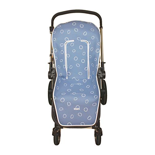 Funda de Verano para Silla Paseo Universal Rosy Fuentes- Colchoneta para Carrito Bebé- Transpirable-Compatible con Bugaboo, Jane, Concord, Baby Jogger, Bebecar…0-azul empolvado