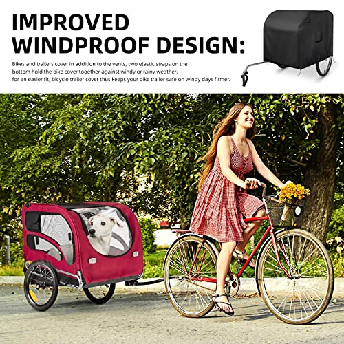 Funda Remolque Bicicleta Perros, Funda Remolque Bici Perro, 420D Tela Oxford Resistente a Los Rayos UV/Agua/Polvo, Cubierta Universal para Remolque de Bicicleta con Bolsa Protectora Negra