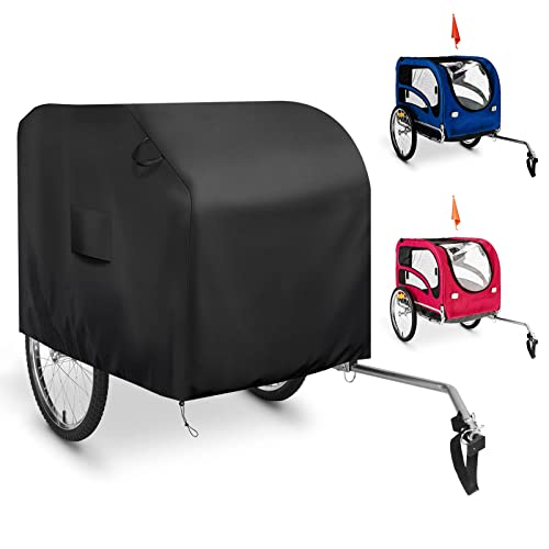 Funda Remolque Bicicleta Perros, Funda Remolque Bici Perro, 420D Tela Oxford Resistente a Los Rayos UV/Agua/Polvo, Cubierta Universal para Remolque de Bicicleta con Bolsa Protectora Negra