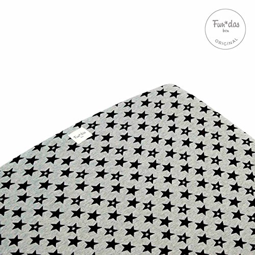 Fundas BCN® F12 - Funda para Cambiador Bebe 80x50 CM. - De Algodón - Suave – Elástica Y Adaptable (Fun Black Star)