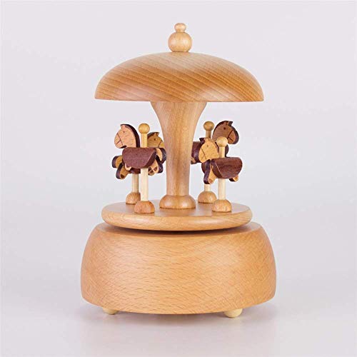 FWEOOFN Caja de música Coleccionable Dreamy Wooden Crafts Carrusel Music Box - Reproduce la canción Castle In The Sky (Color : A Size : 10.7X10.7X15.8CM) (B 10.7X10.7X15.8CM)