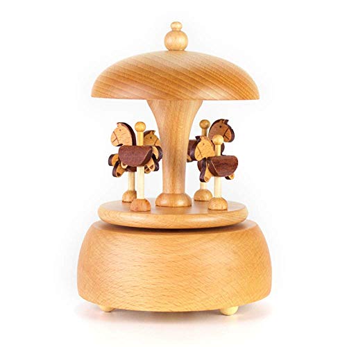 FWEOOFN Caja de música Coleccionable Dreamy Wooden Crafts Carrusel Music Box - Reproduce la canción Castle In The Sky (Color : A Size : 10.7X10.7X15.8CM) (B 10.7X10.7X15.8CM)